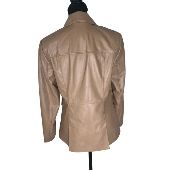 Studio Park x Courtney Khondabi Faux Leather Jacket COFFEE NWOT SIZE XS - Picture 4 of 8